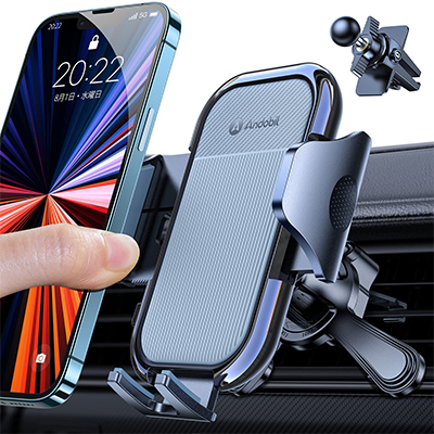 【2022年進化/全面保護】 Andobil スマホホルダー 車 【改良クリップ2個&99%のエアコン吹き出し口に適応】 スマホスタンド 片手操作 取付簡単 車載ホルダー 手帳型ケース対応 携帯ホルダー 360度調整 スマホ ホルダー エアコン iPhone SE 14 13 12 Plus Pro Max Mini Xperia AQUOS arrowなど4-7インチ全機種対応 日本語説明書付き