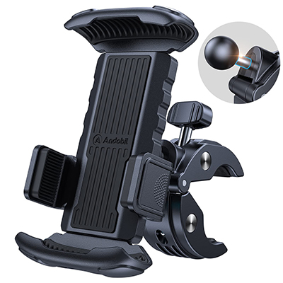 【2022真新】 Andobil 自転車 スマホ ホルダー 【上下左右4箇所全面固定&改良固定クランプ】 スマホホルダー バイク 携帯ホルダー 2秒取付 片手操作 360度回転 手帳型ケース対応 uber eatsに最適 スマホスタンド 自転車 iPhone SE 14 13 12 11 Pro Max、Xperia AQUOSなど4-7インチ全機種適応 日本語説明書付き 4年